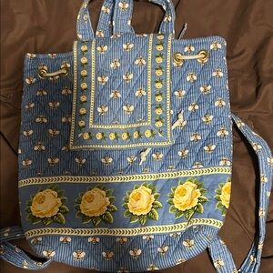 Vera Bradley Blue and Yellow Floral Backpack
